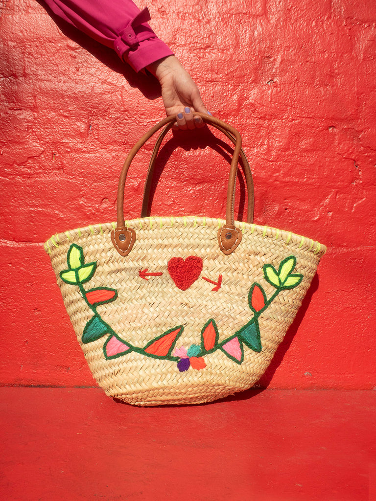 Straw Bag #7 - Flagline Small Heart