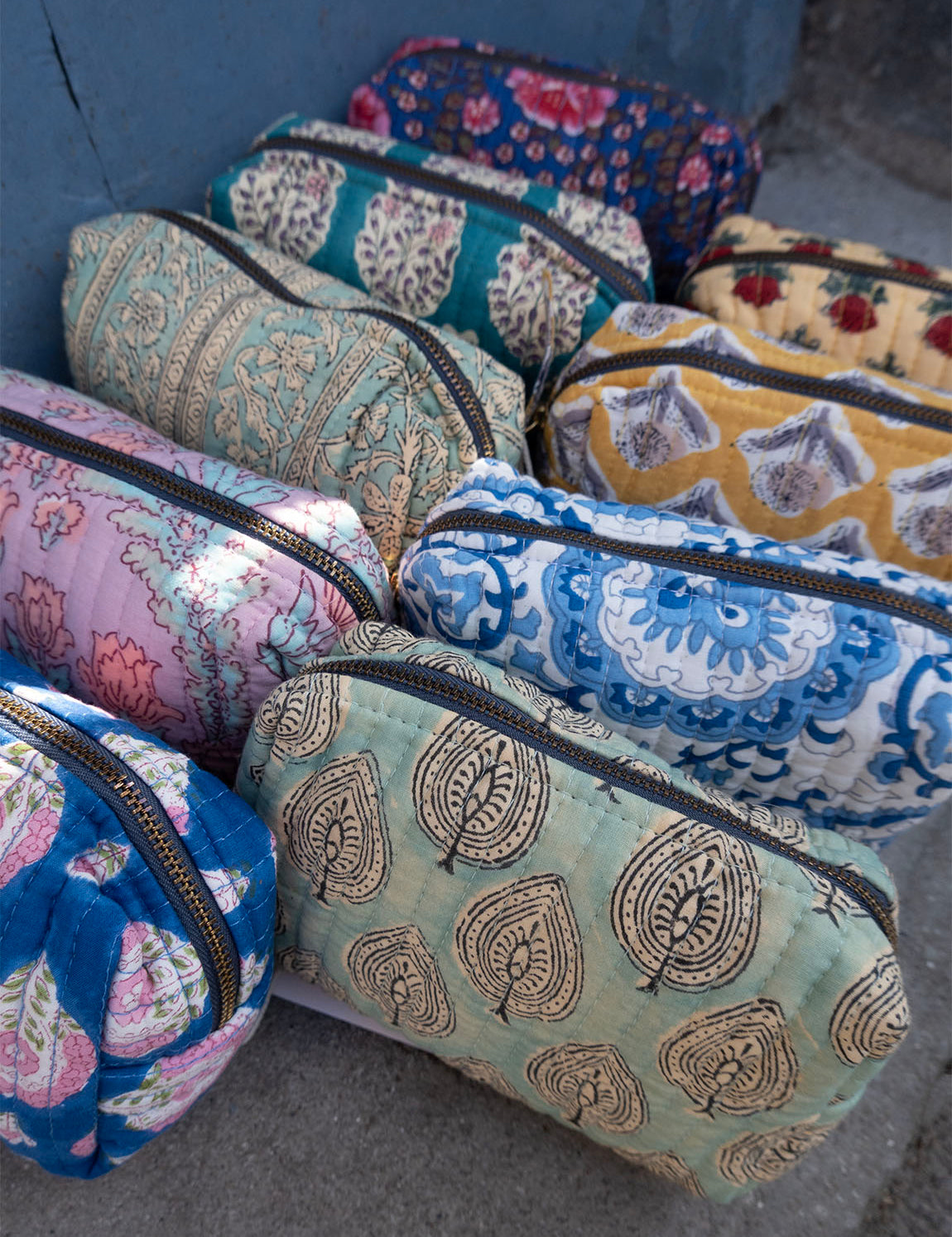 Pouch Blockprint S - Mint