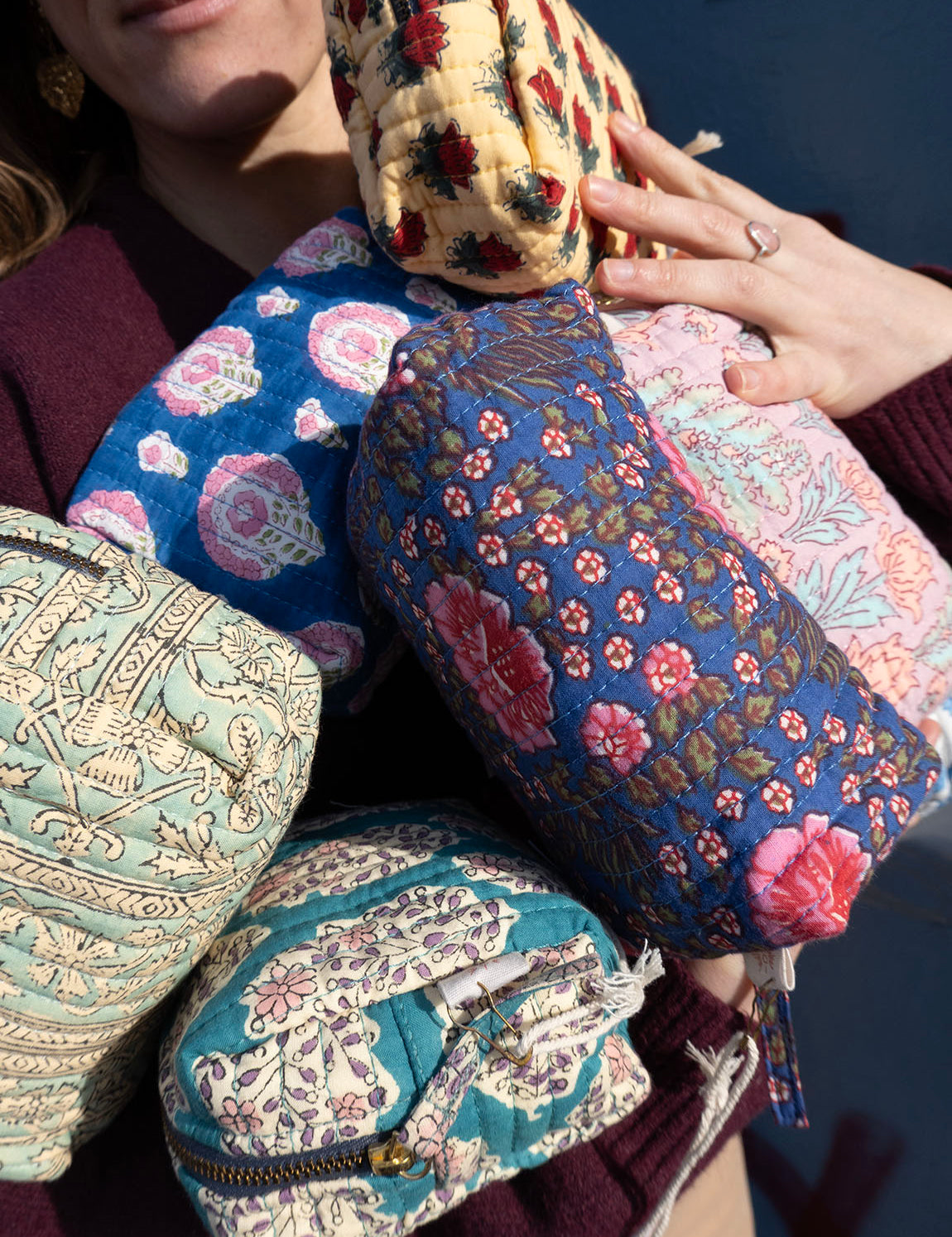 Pouch Blockprint S - Mint