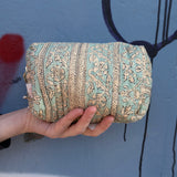 Pouch Blockprint S - Mint Stripe