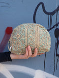 Moon Pouch Blockprint S - Blue
