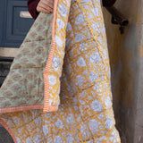 Quilted baby blanket - Mint/Yellow