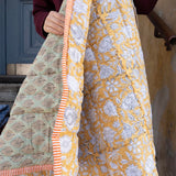 Quilted baby blanket - Mint/Yellow