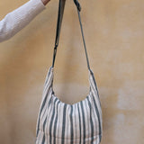 Nepal Stripe Crossbody Bag - White/Dark Green