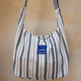 Nepal Stripe Crossbody Bag - White/Dark Green