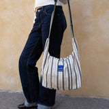 Nepal Stripe Crossbody Bag - White/Dark Green