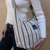 Nepal Stripe Crossbody Bag - White/Dark Green