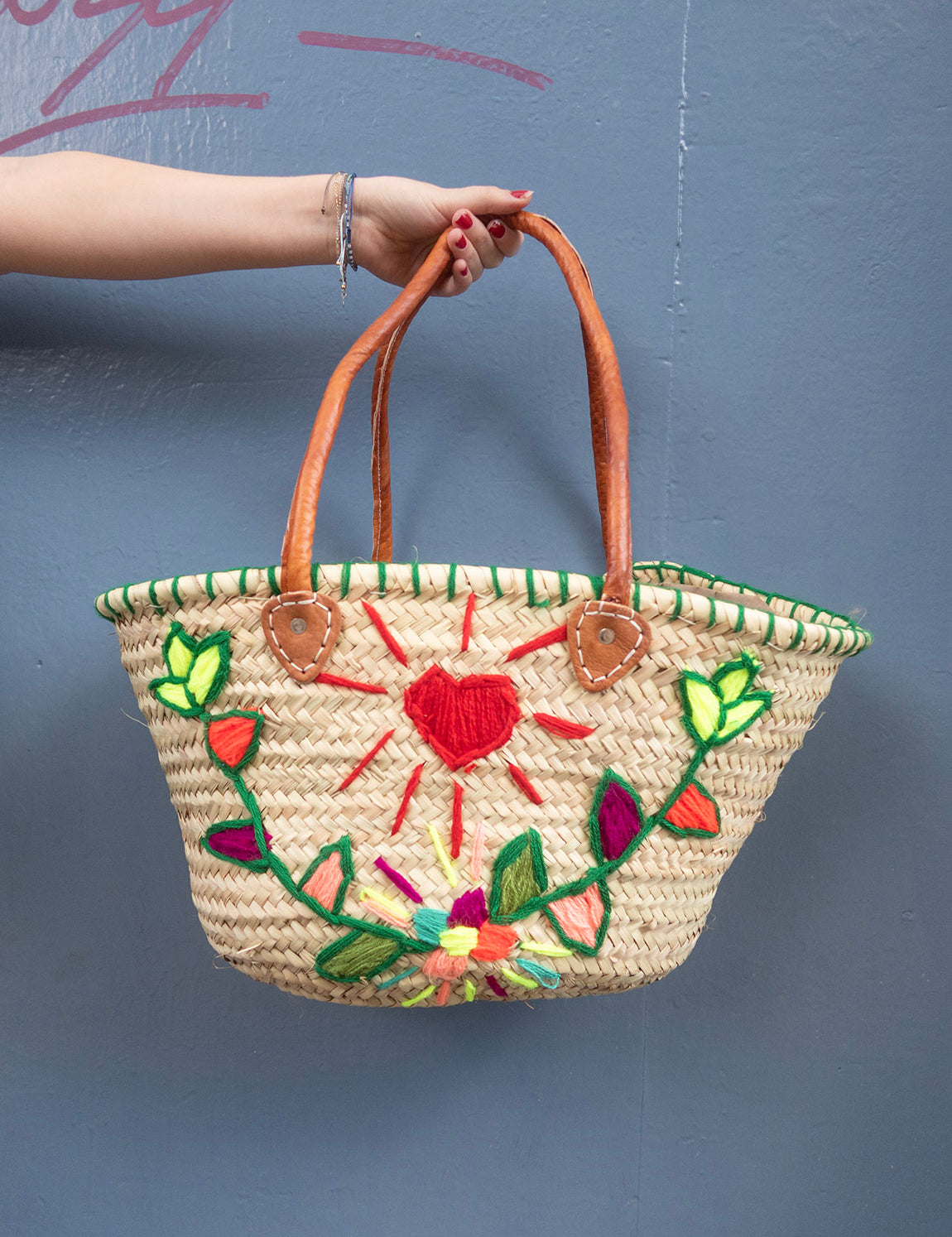 Straw Bag #5 - Flagline Shiny Heart
