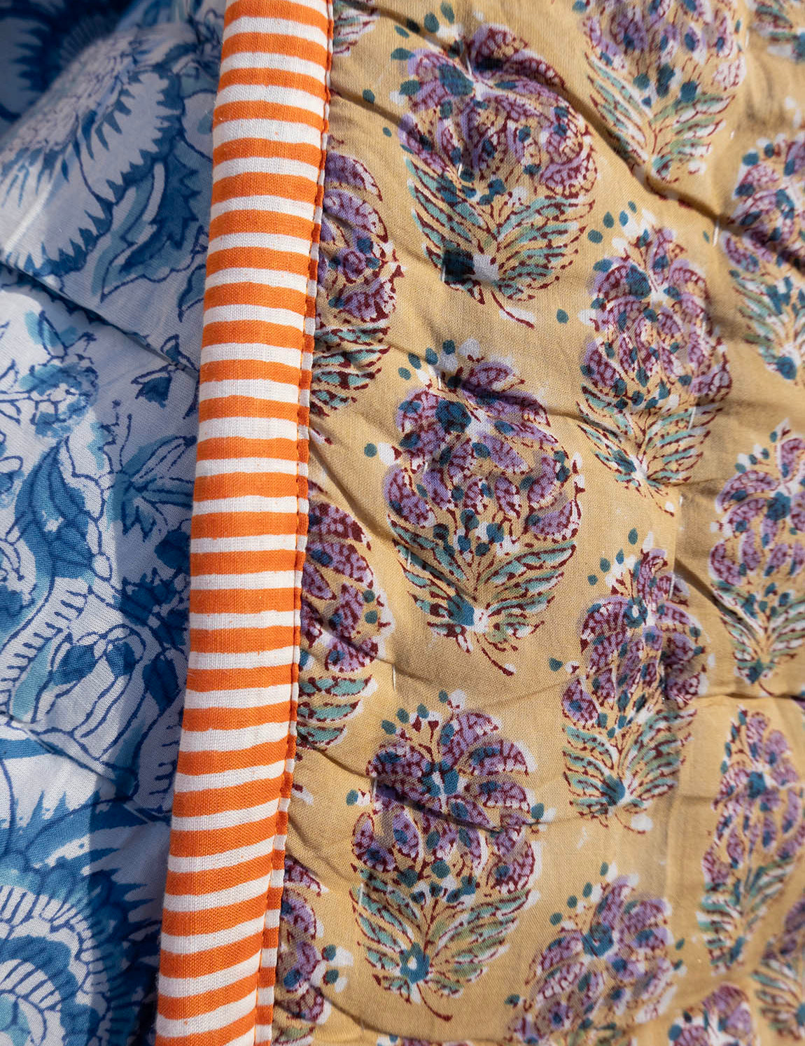 Quilted Blanket - Mustard / Porcelain
