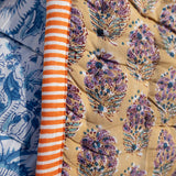 Quilted Blanket - Mustard / Porcelain