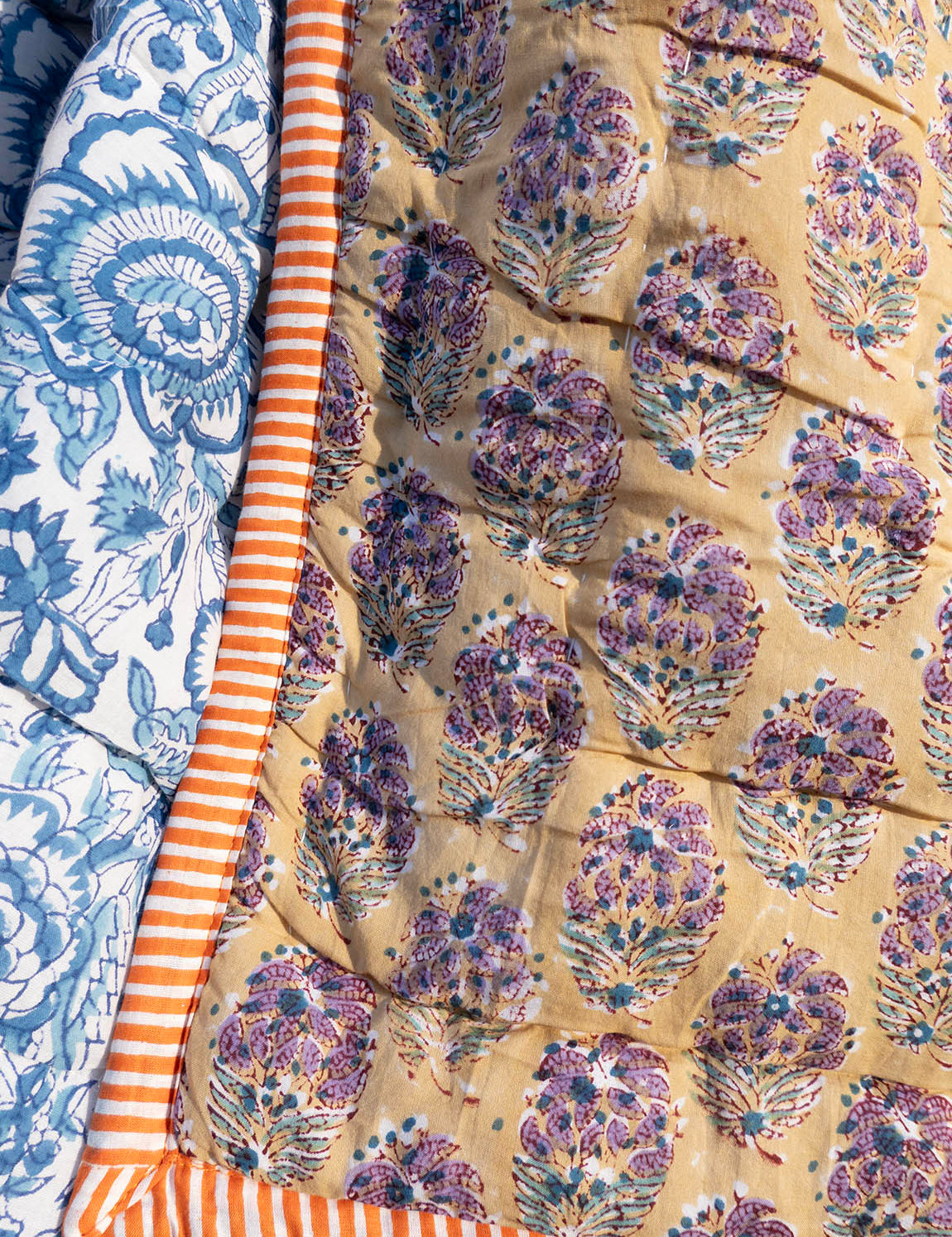 Quilted Blanket - Mustard / Porcelain