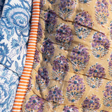 Quilted Blanket - Mustard / Porcelain