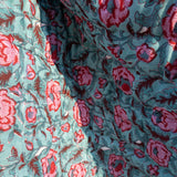 Quilted Blanket - Peach Pink / Turquoise