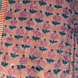 Quilted Blanket - Peach Pink / Turquoise