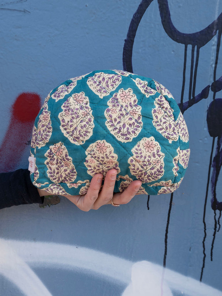 Moon Pouch Blockprint S - Blue