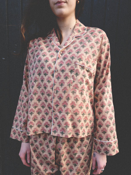 Pyjamas Blockprint - Pink Bouquet