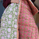 Quilted baby blanket - Pink/Green