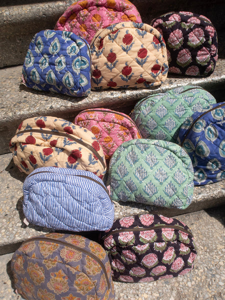 Moon Pouch Blockprint L - Pink