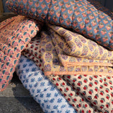 Quilted Blanket - Peach Pink / Turquoise