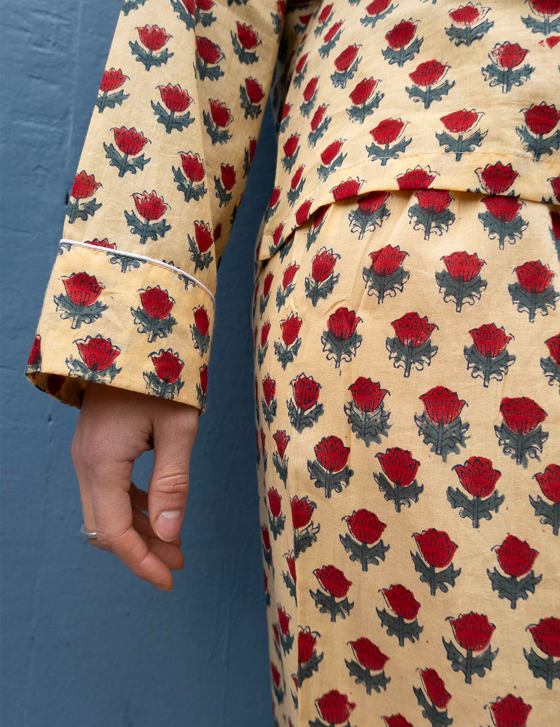 Pajamas Blockprint - Red Flower