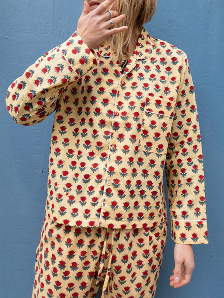 Pyjamas Blockprint - Red Flower