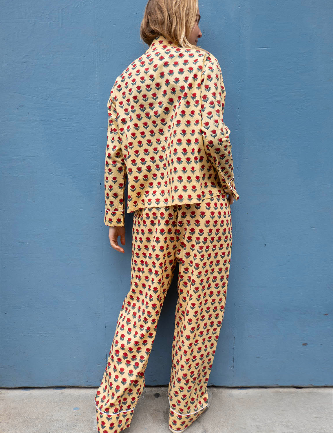 Pajamas Blockprint - Red Flower