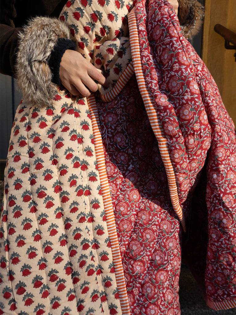 Quiltet tæppe - Red Flower / Red