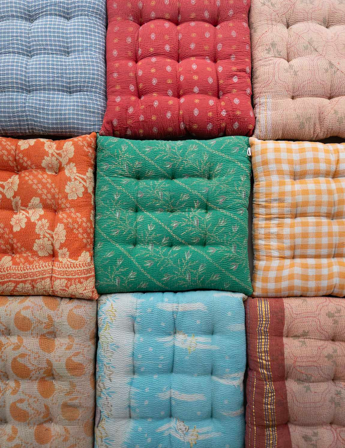 Indisk kantha siddepude - Turquoise