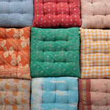 Indian Kantha seat cushion - Checked