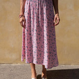 Summer Skirt - 108 Light Pink with Blue Flowers