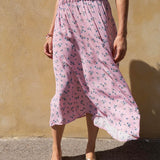 Summer Skirt - 108 Light Pink with Blue Flowers