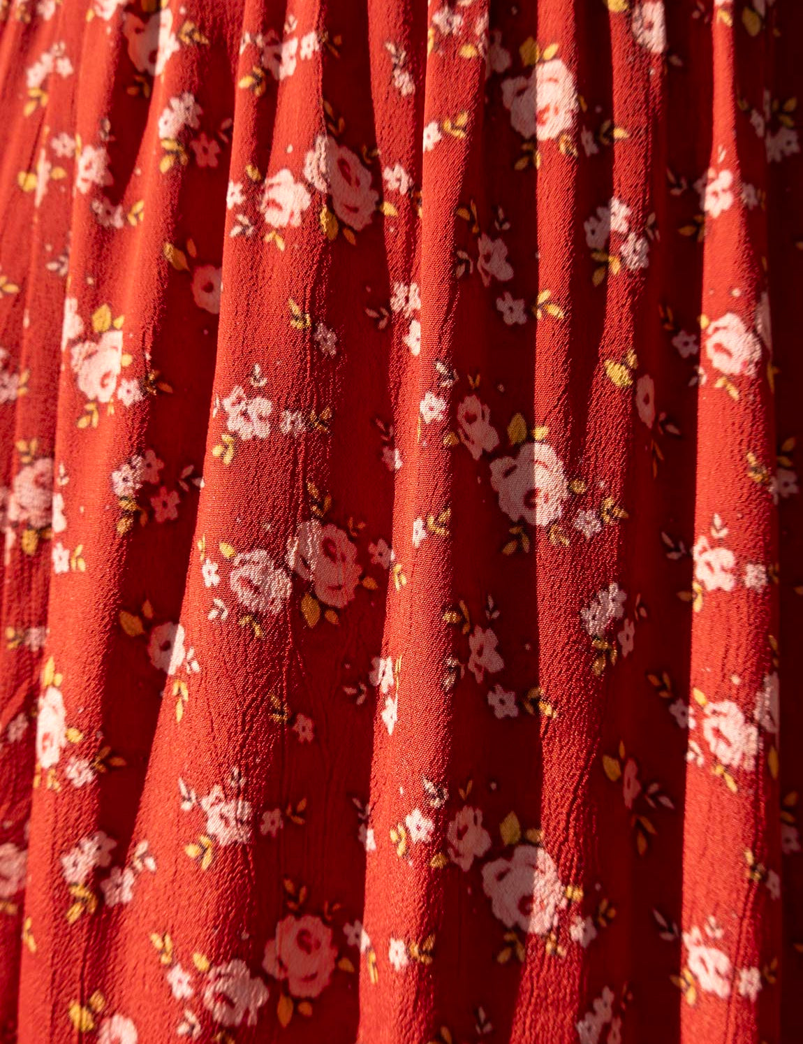 Summer Skirt - 109 Dark Red with Flowers
