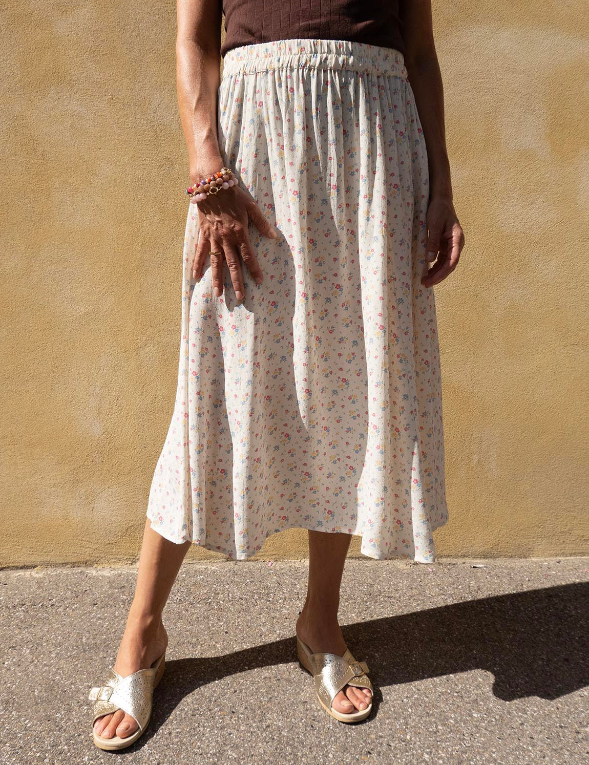 Summer Skirt - 110 White with Flowers