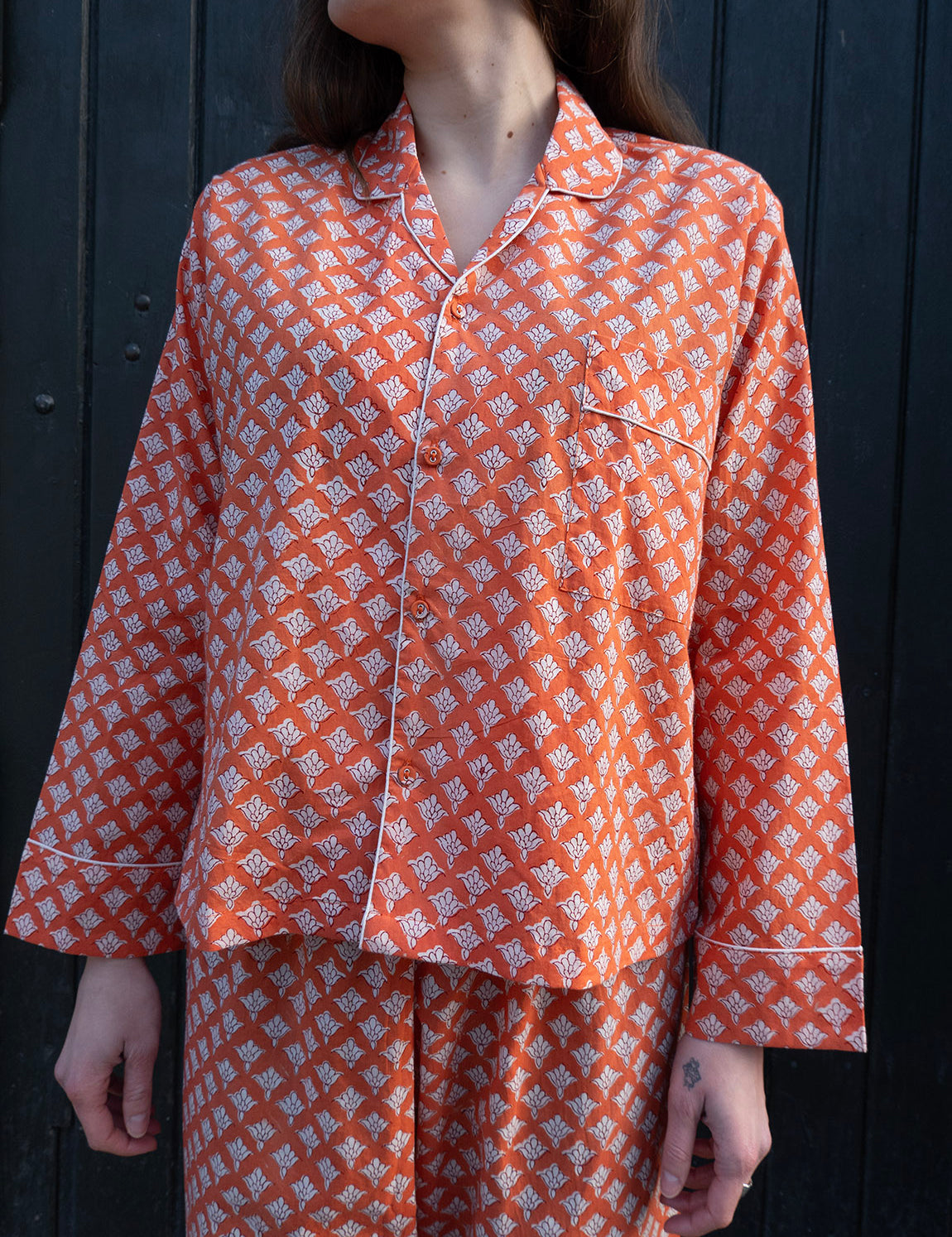 Pajamas Blockprint - Tangerine