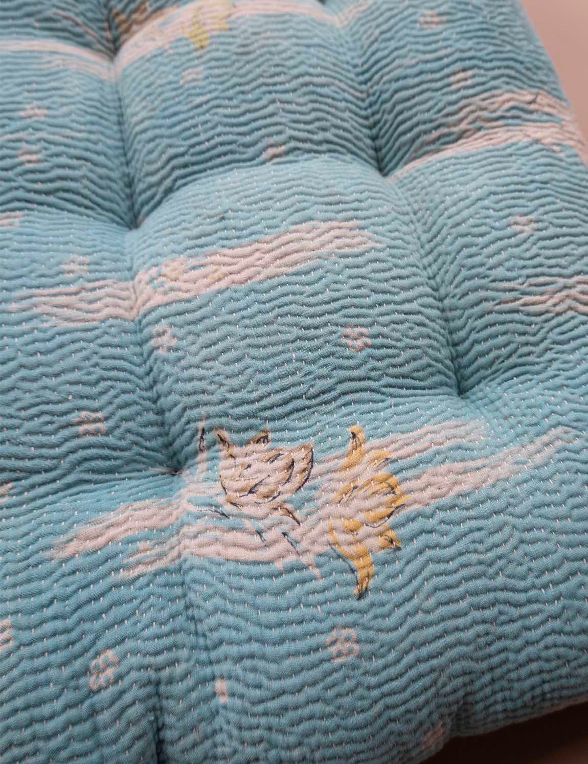 Indisk kantha siddepude - Turquoise