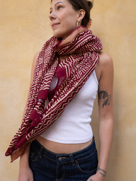 Bagru Scarf - Wine