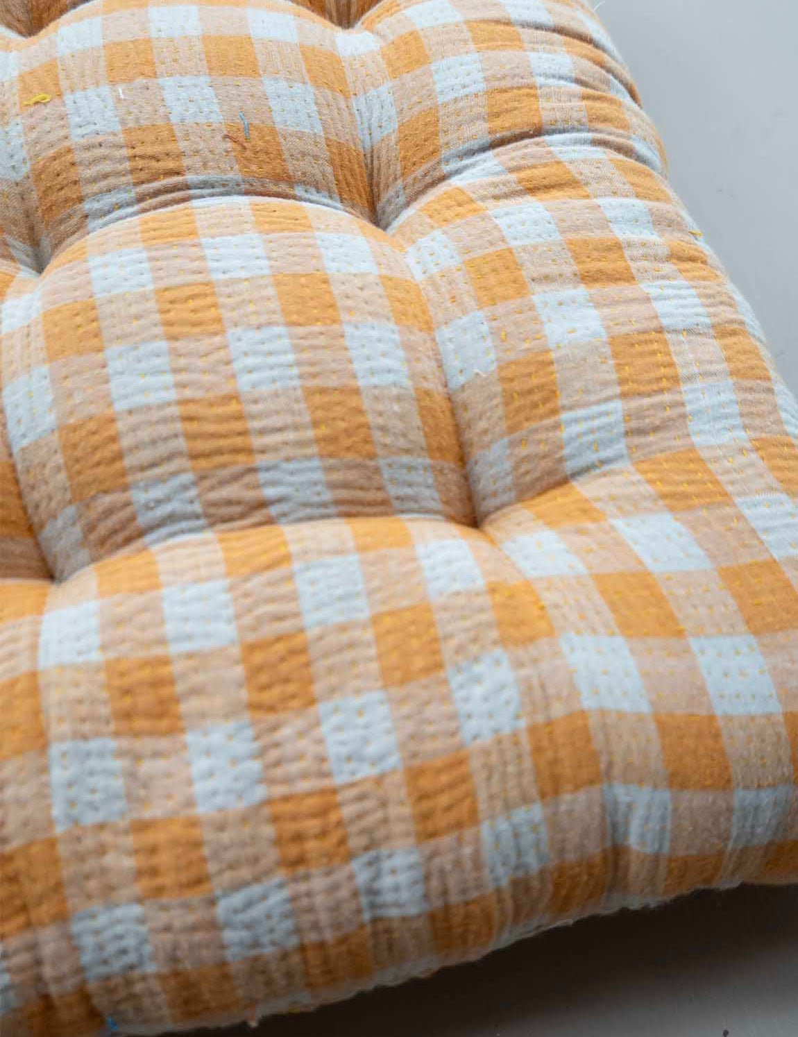 Indisk kantha siddepude - Yellow & White Check