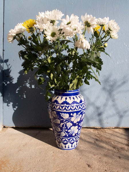 Blue Pottery Vase Blue Flowers