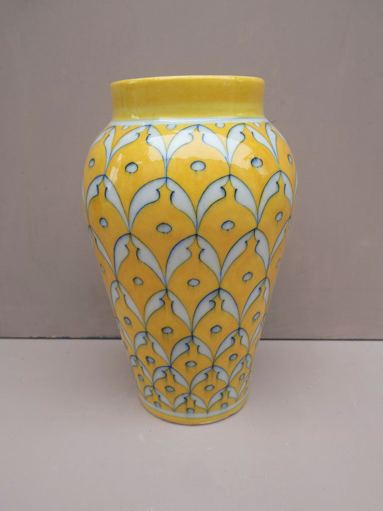 Blue Pottery Vase Yellow